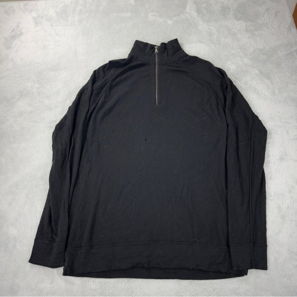 Helmut Lang Men's Size XL 100% Wool 1/4 Black Zip Up Jacket with Italian Yarn